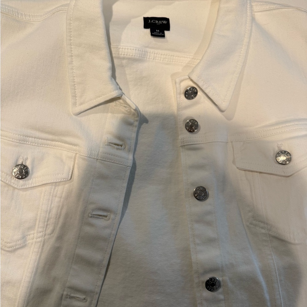 Jcrew Women's White Denim Jacket Size M - Picture 2 of 5